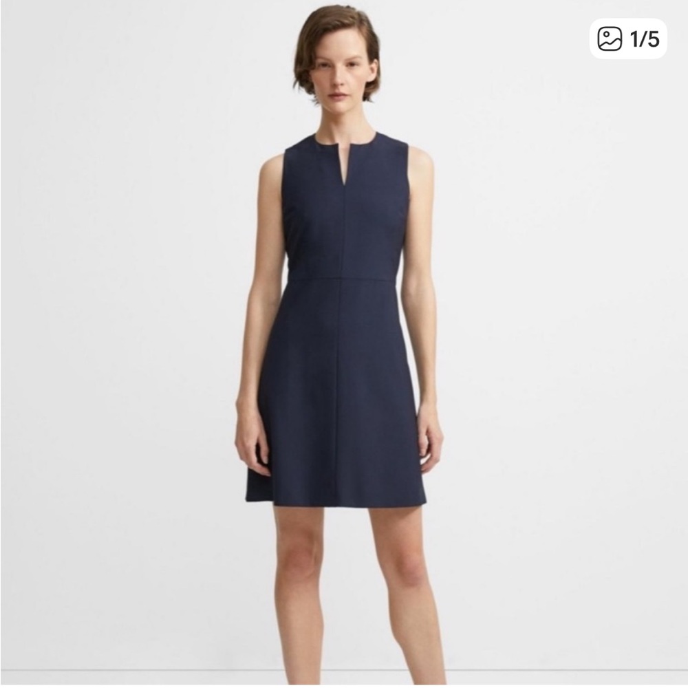 Theory Miyani Wool Blend Dress in Navy